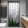 RosieLily Stall Shower Curtain, 36"x72" Inches, Misty Forest Mountain Tree