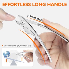 DRMODE Slanted Nail Clippers for Men Thick Ingrown Nails, Large Toenail Clippers for Seniors with Wide Jaw Opening, Heavy Duty Long Handled Nail Cutter