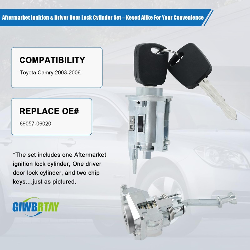 Aftermarket Ignition Lock Cylinder & Driver Door Lock Cylinder Set