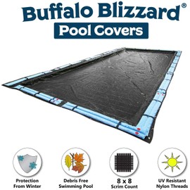 Buffalo Blizzard 12' x 24' Rectangular Economy Winter Pool Cover | for In-Ground and Above-Ground Swimming Pools | Blue/Black Reversible | 5' Foot Additional Material | Winterizing/Closing