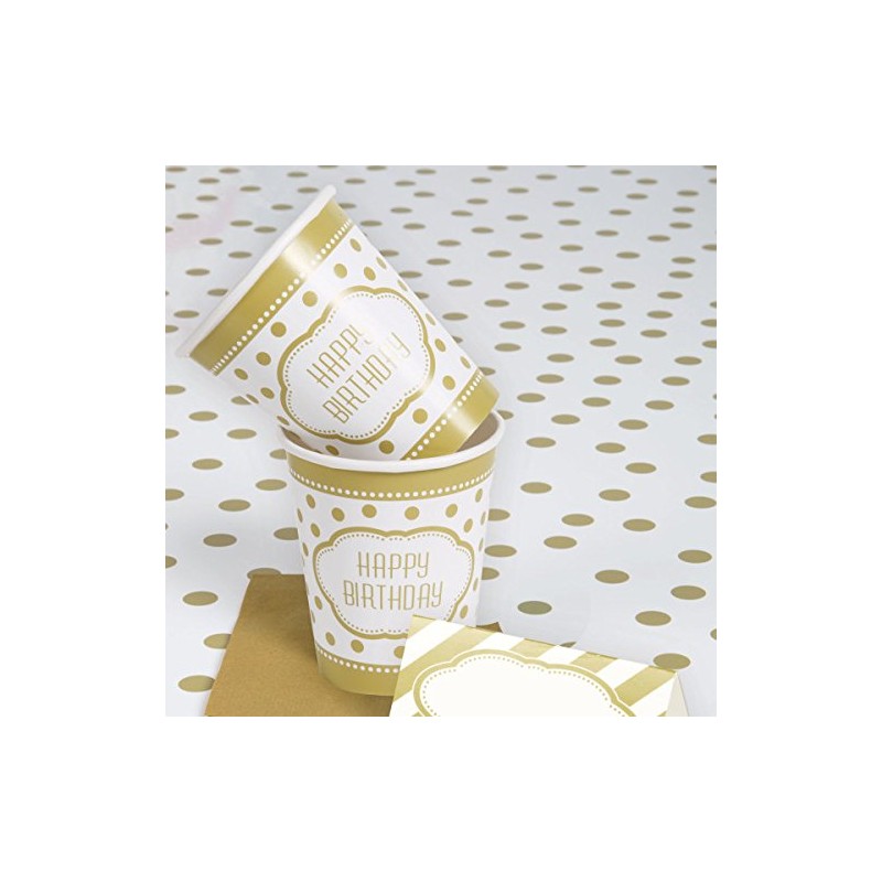 Unique Party 49586 - 9oz Golden Birthday Paper Cups, Pack