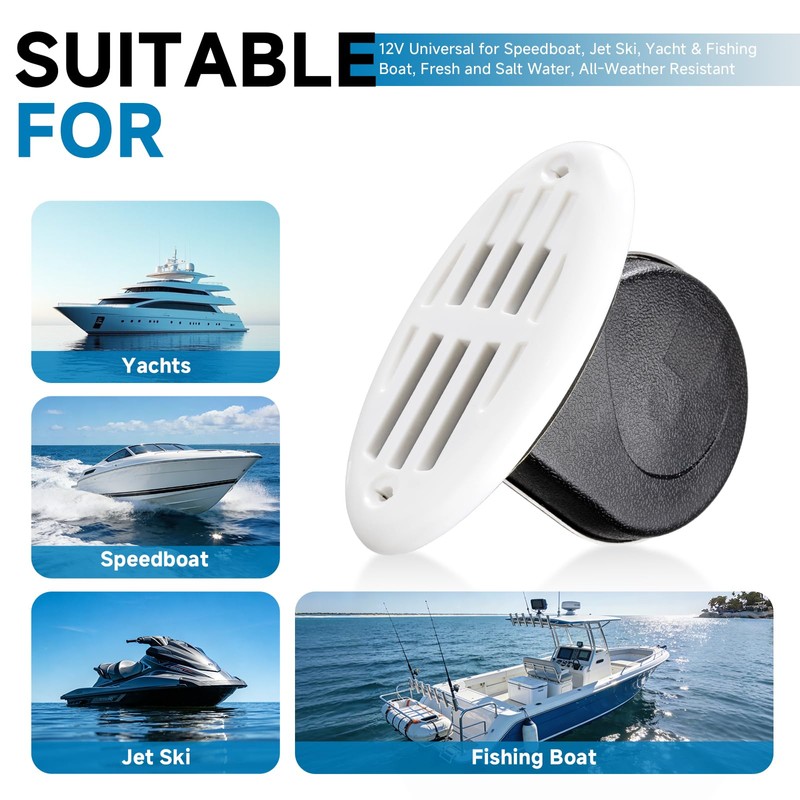 FARBIN Stainless Steel Boat Horn, 12V Marine Horn, Drop‑in Hidden
