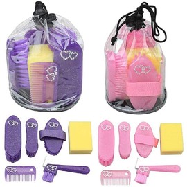 Elico Wexford 6 Piece Childrens Junior Glitter Hearts Grooming Kit Pink