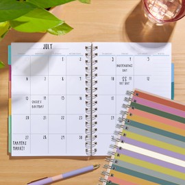 Inspired by Erin Condren Stripes 12-Month A5 Undated Weekly Planner, Non-Dated Spiral Weekly and Monthly Planner with Stickers