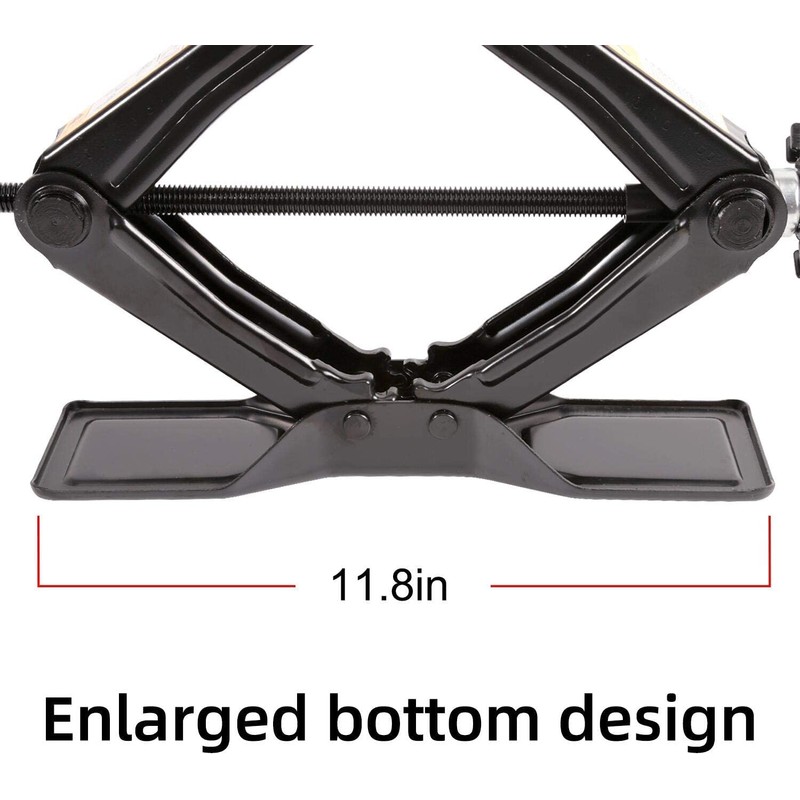 Steel Scissor Jack for Car 1.8 Ton Oversized Base, Portable,