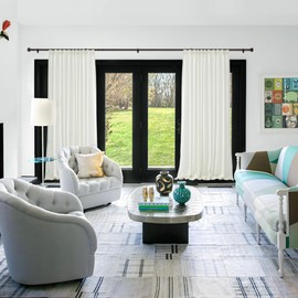 Brown Extra Long Curtain Rods for Windows 120 to 240 Inch, 1 Inch Adjustable Heavy Duty Curtain Rod Extra Long Set, Easy to Install with 5 Brackets, Suitable for Bedroom, Outdoor.