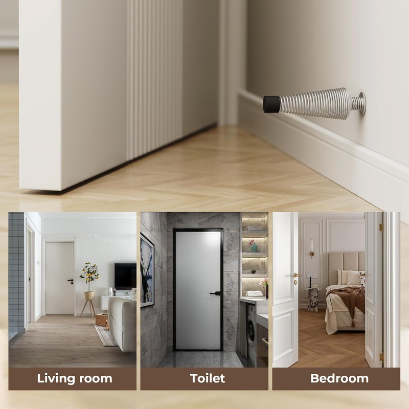 Mousike 4.5" Silver Door Stops for Bottom of Door (4