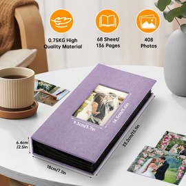 DazSpirit Large Photo Album Slip-in Album for 408 Photos (10 x 15 cm) - Linen Bound, Personalisable, Ideal for Family, Weddings, Travel & Baby Memories, Photo Book to Slip in, Black