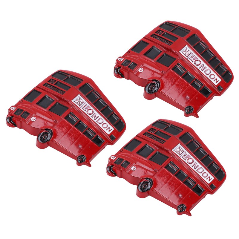 3Pcs Bus Fridge Magnet Red Bus Design Bright Colors Magnetic