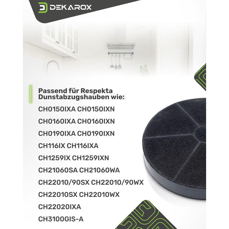 DEKAROX Carbon Filter Activated Carbon Filter 175 mm Diameter for