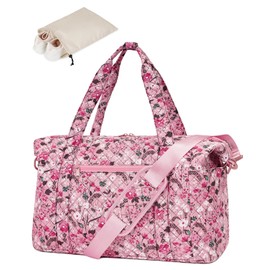 Ceneda Travel Duffel Bag for Easyjet Airlines Personal Item Bag 45x36x20 Under Seat Weekender Overnight Bag with Wet Pocket & Shoe Bag Carry On Luggage for Women Men (Pink Flower)