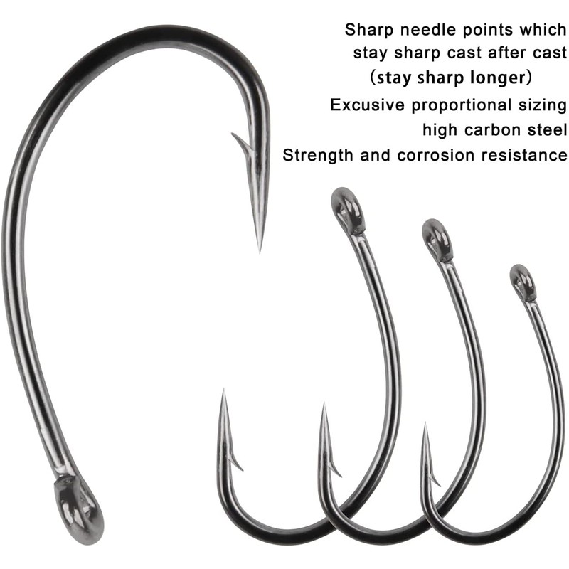 200PCS Carp Fishing Hooks Curve Shank Barbed and Barbless Carp