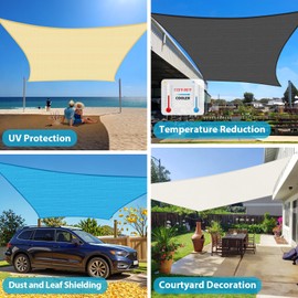 Amagenix Sun Shade Sail 7X14 Curved Edge Outdoor Shade Canopy Dark Grey Breathable 95% UV Block Shade Cloth for Patio Garden Backyard (We Make Custom Size)