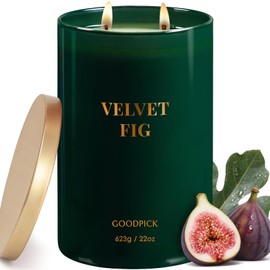 Goodpick Velvet Fig Scented Candle, Soy Wax 22oz 120H Long Lasting, Juicy Fig & Creamy Hazelnut, Home Aromatherapy Candles