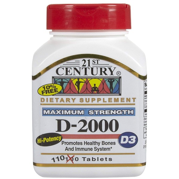 21st Century Vitamin D-2000 Tablets - 110 ct, Pack of 5
