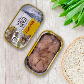 Riga Gold Cod Liver in Own Oil 4.27oz/ 121g From Iceland (Pack 3)