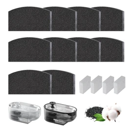 Cat Fountain Filter for 84oz/2.5L Automatic Cat Water Fountain with 304 Stainless Steel Tray, 10 PCS Replacement Filters & 4 PCS Replacement Pre-Filter