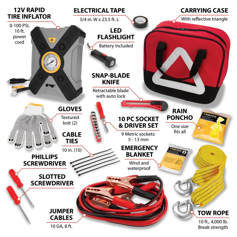 Performance Tool E00013 33 pc. Deluxe Roadside Assistance Kit: Featuring