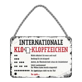 Toilet Sign Tin Sign - Funny Metal Sign with Cord and Suction Cup - Funny Hanging Sign - Door Decoration or Wall Decoration for Toilet Guest Toilet Bathroom Bathroom Toilet Toilet - 18 x 12 cm