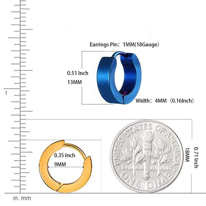 Gulaka Stainless Steel Mens Womens Hoop Earrings Piercings Huggie Hypoallergenic,