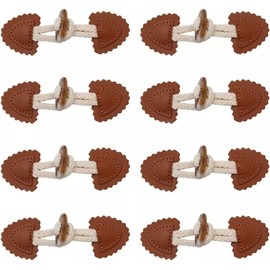 LATRAT 8 Pairs of Toggle Buttons with Clasp Leather Toggle Buttons Wooden Buttons for DIY Crafts Clothing Sewing Decoration Accessories, Brown