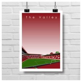 GroundDesigns CHARLTON ATHLETIC FC Football Gift THE VALLEY Stadium Art Unframed A3 Print CAFC