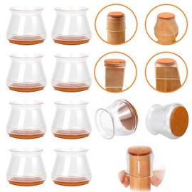 GUIRMOLLY Chair Leg Cover, Table and Leg Cover, Quiet, Anti-Slip, Durable, Table and Chair Leg Cover, Felt Sheet with Refill, Round Legs, Square Legs, 8 Pieces (Clear)