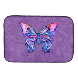 Caroline's Treasures 8860DDM Butterfly on Purple Dish Drying Mat Absorbent Dish Drying Mat Pad for Kitchen Counter Dish Drainer Mat for Countertop, 14 x 21", Multicolor