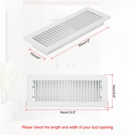 PATIKIL 12 x 4 Inch Floor Register, 1pcs Heavy Duty Air Vent Cover Steel Adjustable Decor Vents Easy Adjust Floor Grates for Sidewall Home Office, White