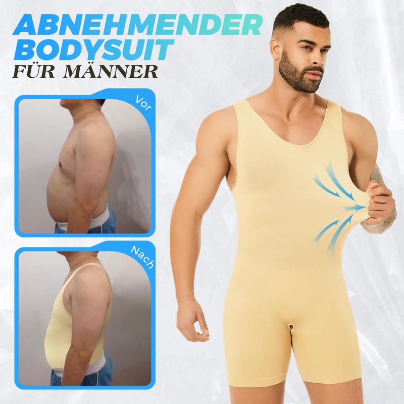 Kitfore Men's Shapewear Bodysuit Full Body Shaper Seamless Tummy Control