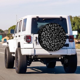 Foruidea Leopard Print Spare Tire Cover with Backup Camera Hole Wheel Tire Cover Fit Trailer, RV, SUV and Many Vehicle 17inch