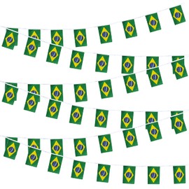 Brazil Flags Brazilian Small Mini String Banner Flags Miniature Brazil Flags Banners For Grand Opening, Olympics Festival,Grand Opening Sports Celebration Decorations (50 Feet 38 Flags)