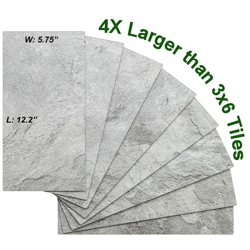 AULIGET 20-Piece Dark Slate Peel and Stick Backsplash Wall Tiles,