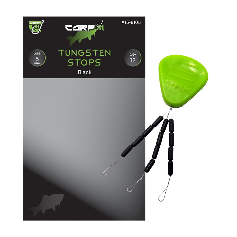 Carp On - High-Density Tungsten Stops 12 Pack - Black
