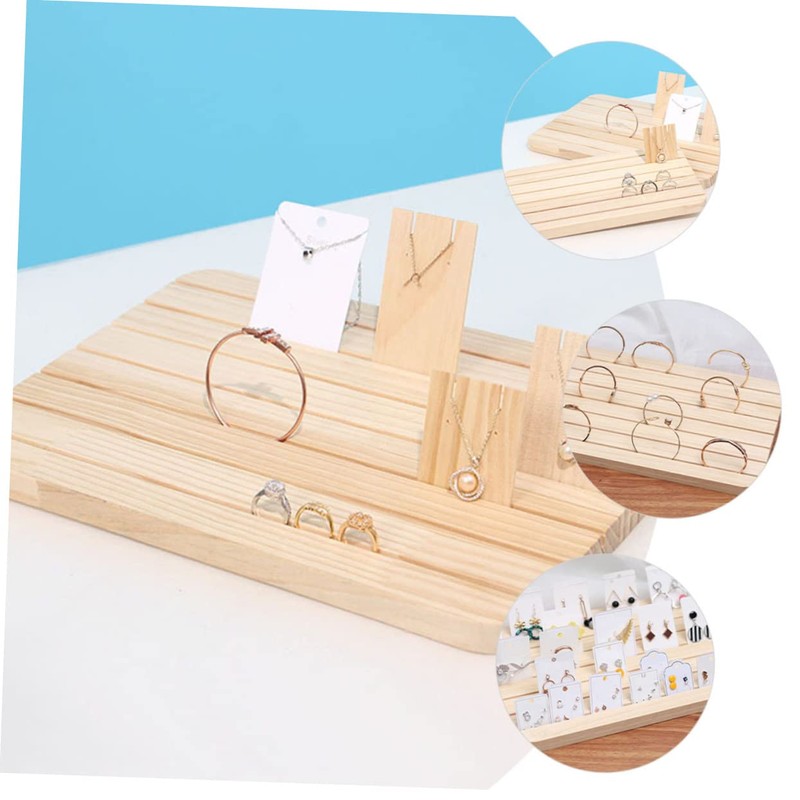 Baluue Earring Display Stand Beech Wood Earring Card Holder for