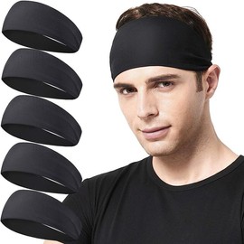 Sports Headband, 5 Counts Sweatband Sports Headband for Running, Cycling, Basketball, Fitness Workout Stretchy Unisex Hairband, Sports Accessories - Color: set1, Specification: 5 Counts