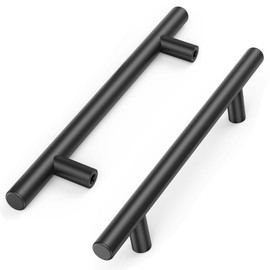 JFGDVW 2 Pack Black T Bar Handles, Stainless Steel Drawer Handles, Black Cabinet Handles, for Drawers,Kitchen Cabinet,Wardrobe,Door(Total Length 150mm,Hole Centre 96mm)