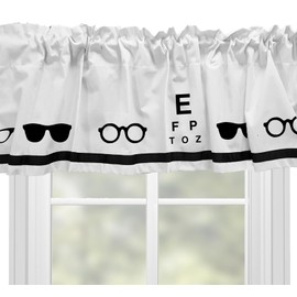 Optometrist Eyeglasses Sight Chart Window Valance Curtain - In Your Choice of Colors - Custom Made