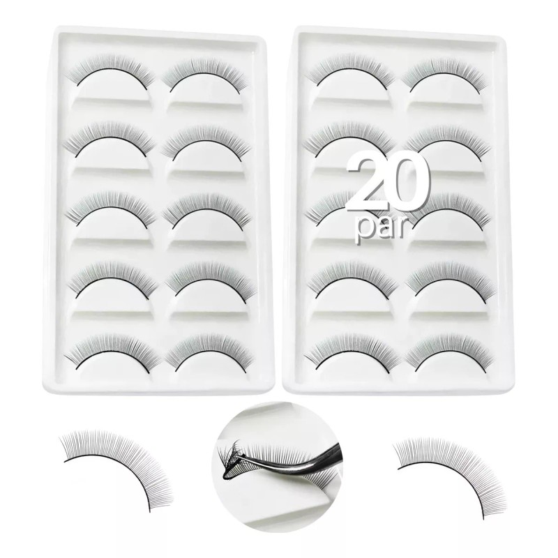 Veraly 20 Pares Pestañas Práctica Extensiones Maquillaje Lashista Color Negro