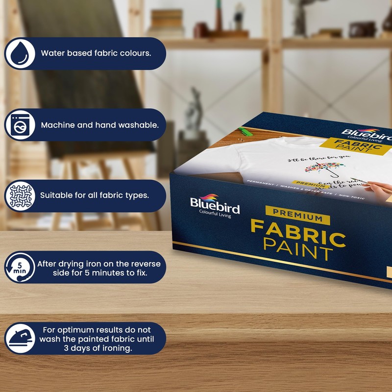 BLUEBIRD 6-Pack Fabric Paint, Pearlescent Colors, 0.85 Fl Oz each,