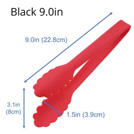 Okabe Tongs Non-Stick Silicone Food Tongs One-Pieces Seamless Design Heat Resistant Kitchen BBQ Grilling Tong BPA Free, Red 9.0in