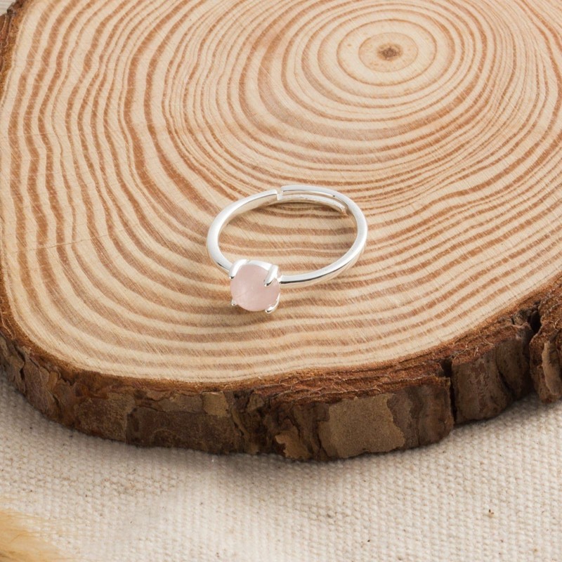 Philip Jones Rose Quartz Adjustable Ring with Quote Card