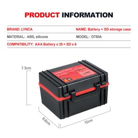 LYNCA Hard Battery Organizer Storage Box and SD Card Case Holder - Holds 35 AAA Batteries and 6 SD Cards - with Built-in Battery Tester (SD*6 AAA Battery*35)