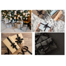 Libetui 50 m Satin Ribbon Black 3 mm Black Ribbon Decorative Ribbon Gift Wrap Party Birthday Mourning Ribbon