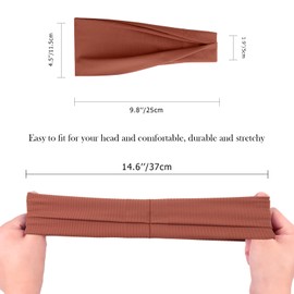 DRESHOW 2 Pack Headbands for Women Wide Elastic Ribbed Hair Bands Head Wrap Hair Accessories