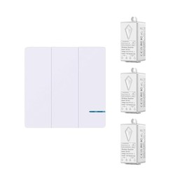 GreenCycle Wireless Lights Switch Kit,No Wiring Remote Light Switch,No WiFi Needed, 3-Way Wireless Switch & 3 Remote Receiver Outdoor 1900ft Indoors 229ft for Led Light,Ceiling Lights and Lamps