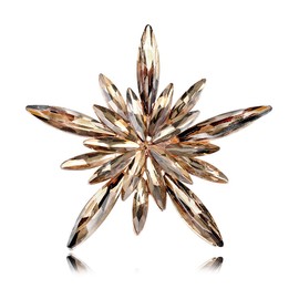 Snowflake Brooch Pearl Rhinestone Austrian Crystal Brooch Lapel Pin Rhinestone Flower Brooch Vintage Christmas Jewelry Accessory for Women (Coffee Color)