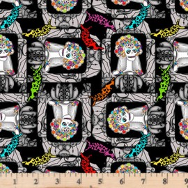 Blank Quilting Creepy And Kooky Glow in the Dark Corpse Bride Portraits Fabric By the half yard