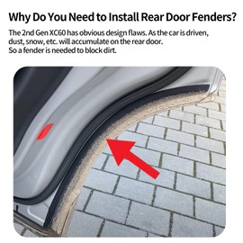 PSLER Fit for Volvo XC60 2025 2018 2019 2020 2021 2022 2023 2024 2025 Rear Door Mud Flaps Set of 2PCS Mud Guard Kit Splash Guards Mudguards Mudflaps with Hardware Kits Accessory Front and Rear