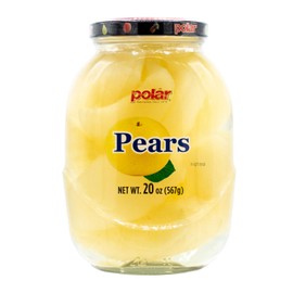 MW Polar Snow Pear Slices in Light Syrup, glass jar 20oz (Pack of 6)